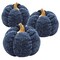 Edge Collections - Navy Blue - Pumpkin Ornament Decor - 3 Set